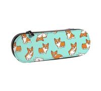 MIJKO Corgi Lindo Perro, Estuche para lápices Estuche para lápices de Cuero de PU Estuche para lápices de Gran Capacidad Estuche para lápices Bolsa de cosméticos