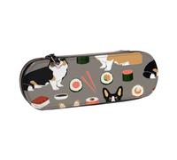 MIJKO Corgi Sushi Corgis Perro, Estuche para lápices Estuche para lápices de Cuero de PU Estuche para lápices de Gran Capacidad Estuche para lápices Bolsa de cosméticos