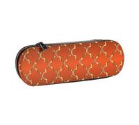 MIJKO Cuatrifolio Dorado sobre Naranja Quemado, Estuche para lápices Estuche para lápices de Cuero de PU Estuche para lápices de Gran Capacidad Estuche para lápices Bolsa de cosméticos