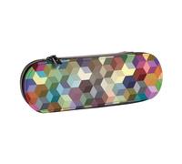 MIJKO Cubos De Colores Abstractos Estampado Púrpura, Estuche para lápices Estuche para lápices de Cuero de PU Estuche para lápices de Gran Capacidad Estuche para lápices Bolsa de cosméticos
