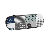 MIJKO Dachshund Mascota Raza de Perro Silueta Negro y Fuego, Estuche para lápices Estuche para lápices de Cuero de PU Estuche para lápices de Gran Capacidad Estuche para lápices Bolsa de cosméticos