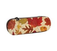 MIJKO Damasco de Hojas de otoño, Estuche para lápices Estuche para lápices de Cuero de PU Estuche para lápices de Gran Capacidad Estuche para lápices Bolsa de cosméticos