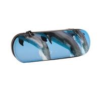 MIJKO Delfines Saltando Invierno, Estuche para lápices Estuche para lápices de Cuero de PU Estuche para lápices de Gran Capacidad Estuche para lápices Bolsa de cosméticos