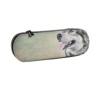 MIJKO Dibujo Perro Malamute De Alaska Retrato, Estuche para lápices Estuche para lápices de Cuero de PU Estuche para lápices de Gran Capacidad Estuche para lápices Bolsa de cosméticos