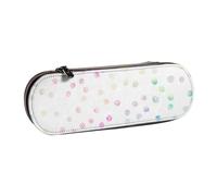 MIJKO Diseño Blanco de Puntos de Confeti Iridiscente, Estuche para lápices Estuche para lápices de Cuero de PU Estuche para lápices de Gran Capacidad Estuche para lápices Bolsa de cosméticos