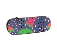 MIJKO Diseño De Sandía De Frutas De Verano., Estuche para lápices Estuche para lápices de Cuero de PU Estuche para lápices de Gran Capacidad Estuche para lápices Bolsa de cosméticos