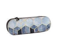 MIJKO Diseño geométrico de Oro Azul, Estuche para lápices Estuche para lápices de Cuero de PU Estuche para lápices de Gran Capacidad Estuche para lápices Bolsa de cosméticos