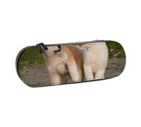 MIJKO Dos Lindo Perro Akita, Estuche para lápices Estuche para lápices de Cuero de PU Estuche para lápices de Gran Capacidad Estuche para lápices Bolsa de cosméticos