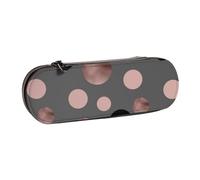 MIJKO Elegantes círculos Negros Rosas Falsos, Estuche para lápices Estuche para lápices de Cuero de PU Estuche para lápices de Gran Capacidad Estuche para lápices Bolsa de cosméticos