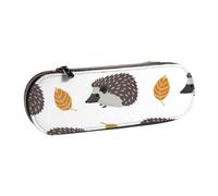 MIJKO Erizo De Hojas De Otoño, Estuche para lápices Estuche para lápices de Cuero de PU Estuche para lápices de Gran Capacidad Estuche para lápices Bolsa de cosméticos