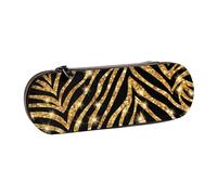 MIJKO Estampado Animal Cebra Dorado, Estuche para lápices Estuche para lápices de Cuero de PU Estuche para lápices de Gran Capacidad Estuche para lápices Bolsa de cosméticos