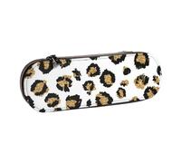 MIJKO Estampado Animal de Leopardo Negro con Purpurina Dorada, Estuche para lápices Estuche para lápices de Cuero de PU Estuche para lápices de Gran Capacidad Estuche para lápices Bolsa de cosméticos