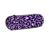 MIJKO Estampado de Animales de Leopardo Rosa Morado neón, Estuche para lápices Estuche para lápices de Cuero de PU Estuche para lápices de Gran Capacidad Estuche para lápices Bolsa de cosméticos
