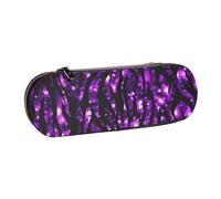 MIJKO Estampado de Cebra con Purpurina Morada, Estuche para lápices Estuche para lápices de Cuero de PU Estuche para lápices de Gran Capacidad Estuche para lápices Bolsa de cosméticos