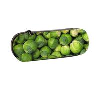 MIJKO Estampado de Coles de Bruselas Verdes, Estuche para lápices Estuche para lápices de Cuero de PU Estuche para lápices de Gran Capacidad Estuche para lápices Bolsa de cosméticos
