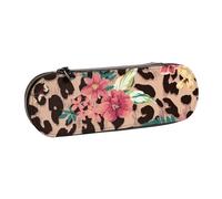 MIJKO Estampado de Flores de Leopardo Vintage, Estuche para lápices Estuche para lápices de Cuero de PU Estuche para lápices de Gran Capacidad Estuche para lápices Bolsa de cosméticos