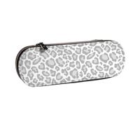 MIJKO Estampado de Leopardo Blanco Gris, Estuche para lápices Estuche para lápices de Cuero de PU Estuche para lápices de Gran Capacidad Estuche para lápices Bolsa de cosméticos