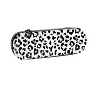 MIJKO Estampado de Leopardo Blanco y Negro con Monograma, Estuche para lápices Estuche para lápices de Cuero de PU Estuche para lápices de Gran Capacidad Estuche para lápices Bolsa de cosméticos