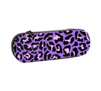 MIJKO Estampado de Leopardo Morado, Estuche para lápices Estuche para lápices de Cuero de PU Estuche para lápices de Gran Capacidad Estuche para lápices Bolsa de cosméticos
