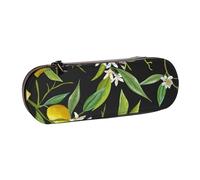 MIJKO Estampado De Limón Y Flores, Estuche para lápices Estuche para lápices de Cuero de PU Estuche para lápices de Gran Capacidad Estuche para lápices Bolsa de cosméticos