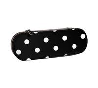 MIJKO Estampado De Lunares Blanco Y Negro, Estuche para lápices Estuche para lápices de Cuero de PU Estuche para lápices de Gran Capacidad Estuche para lápices Bolsa de cosméticos