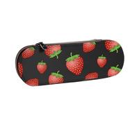 MIJKO Estampado Fresa Rosa Fresa, Estuche para lápices Estuche para lápices de Cuero de PU Estuche para lápices de Gran Capacidad Estuche para lápices Bolsa de cosméticos