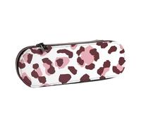 MIJKO Estampado Leopardo Sin Costura Rosa Animales Africanos, Estuche para lápices Estuche para lápices de Cuero de PU Estuche para lápices de Gran Capacidad Estuche para lápices Bolsa de cosméticos
