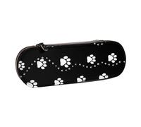 MIJKO Estilo de impresión de Pata de Perro Negro, Estuche para lápices Estuche para lápices de Cuero de PU Estuche para lápices de Gran Capacidad Estuche para lápices Bolsa de cosméticos