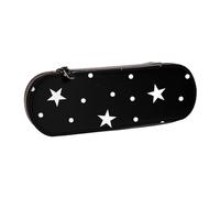 MIJKO Estrella y Lunares Blancos y Negros, Estuche para lápices Estuche para lápices de Cuero de PU Estuche para lápices de Gran Capacidad Estuche para lápices Bolsa de cosméticos