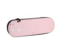 MIJKO Estrellas Blancas Rosadas Estampadas, Estuche para lápices Estuche para lápices de Cuero de PU Estuche para lápices de Gran Capacidad Estuche para lápices Bolsa de cosméticos