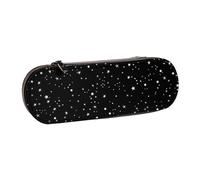 MIJKO Estrellas Espaciales Blanco Y Negro Sin Costuras, Estuche para lápices Estuche para lápices de Cuero de PU Estuche para lápices de Gran Capacidad Estuche para lápices Bolsa de cosméticos