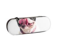 MIJKO Feliz Perro Curioso Bulldog Francés, Estuche para lápices Estuche para lápices de Cuero de PU Estuche para lápices de Gran Capacidad Estuche para lápices Bolsa de cosméticos