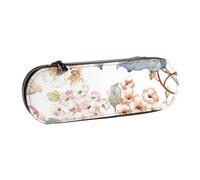 MIJKO Flor Acuarela Pastel Botánico Rosa, Estuche para lápices Estuche para lápices de Cuero de PU Estuche para lápices de Gran Capacidad Estuche para lápices Bolsa de cosméticos
