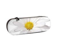 MIJKO Flor de Margarita Blanca con corazón Amarillo Brillante, Estuche para lápices Estuche para lápices de Cuero de PU Estuche para lápices de Gran Capacidad Estuche para lápices Bolsa de cosméticos