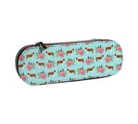 MIJKO Florales del Perro San Bernardo, Estuche para lápices Estuche para lápices de Cuero de PU Estuche para lápices de Gran Capacidad Estuche para lápices Bolsa de cosméticos