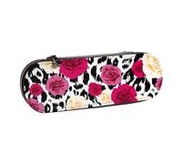 MIJKO Flores Coloridas de Leopardo, Estuche para lápices Estuche para lápices de Cuero de PU Estuche para lápices de Gran Capacidad Estuche para lápices Bolsa de cosméticos