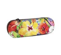 MIJKO Flores De Orquídeas Lirio Acuarela, Estuche para lápices Estuche para lápices de Cuero de PU Estuche para lápices de Gran Capacidad Estuche para lápices Bolsa de cosméticos