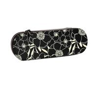 MIJKO Flores en Blanco y Negro, Estuche para lápices Estuche para lápices de Cuero de PU Estuche para lápices de Gran Capacidad Estuche para lápices Bolsa de cosméticos