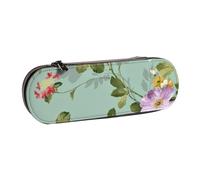 MIJKO Flores Florales Vintage, Estuche para lápices Estuche para lápices de Cuero de PU Estuche para lápices de Gran Capacidad Estuche para lápices Bolsa de cosméticos