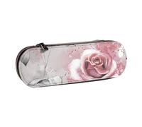 MIJKO Flores Rosadas Acuarela Floral Rosa Hojas Grises Splash, Estuche para lápices Estuche para lápices de Cuero de PU Estuche para lápices de Gran Capacidad Estuche para lápices Bolsa de cosméticos