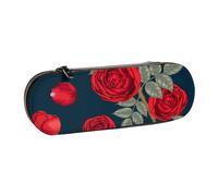 MIJKO Flores Rosas Rojas, Estuche para lápices Estuche para lápices de Cuero de PU Estuche para lápices de Gran Capacidad Estuche para lápices Bolsa de cosméticos