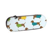 MIJKO Fondo De Pantalla Lindo Perro Dachshund, Estuche para lápices Estuche para lápices de Cuero de PU Estuche para lápices de Gran Capacidad Estuche para lápices Bolsa de cosméticos