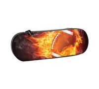 MIJKO Fútbol Americano en Fuego, Estuche para lápices Estuche para lápices de Cuero de PU Estuche para lápices de Gran Capacidad Estuche para lápices Bolsa de cosméticos
