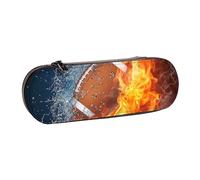 MIJKO Fútbol de Fuego, Estuche para lápices Estuche para lápices de Cuero de PU Estuche para lápices de Gran Capacidad Estuche para lápices Bolsa de cosméticos