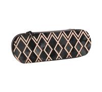 MIJKO Geo Diamantes de Cobre y Negros, Estuche para lápices Estuche para lápices de Cuero de PU Estuche para lápices de Gran Capacidad Estuche para lápices Bolsa de cosméticos