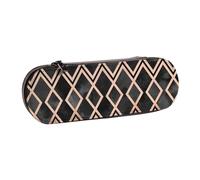 MIJKO Geo Diamantes de Cobre y Negros, Estuche para lápices Estuche para lápices de Cuero de PU Estuche para lápices de Gran Capacidad Estuche para lápices Bolsa de cosméticos