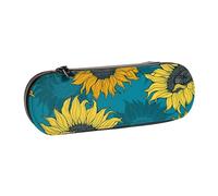 MIJKO Girasoles Amarillos sobre Fondo Azul, Estuche para lápices Estuche para lápices de Cuero de PU Estuche para lápices de Gran Capacidad Estuche para lápices Bolsa de cosméticos