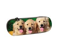MIJKO Golden Retriever con Cara Sonriente Perro Personalizado, Estuche para lápices Estuche para lápices de Cuero de PU Estuche para lápices de Gran Capacidad Estuche para lápices Bolsa de cosméticos