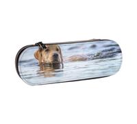 MIJKO Golden Retriever Flotante Perros Mascotas Labrador, Estuche para lápices Estuche para lápices de Cuero de PU Estuche para lápices de Gran Capacidad Estuche para lápices Bolsa de cosméticos