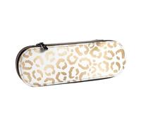 MIJKO Guepardo Leopardo Blanco Dorado Elegante, Estuche para lápices Estuche para lápices de Cuero de PU Estuche para lápices de Gran Capacidad Estuche para lápices Bolsa de cosméticos